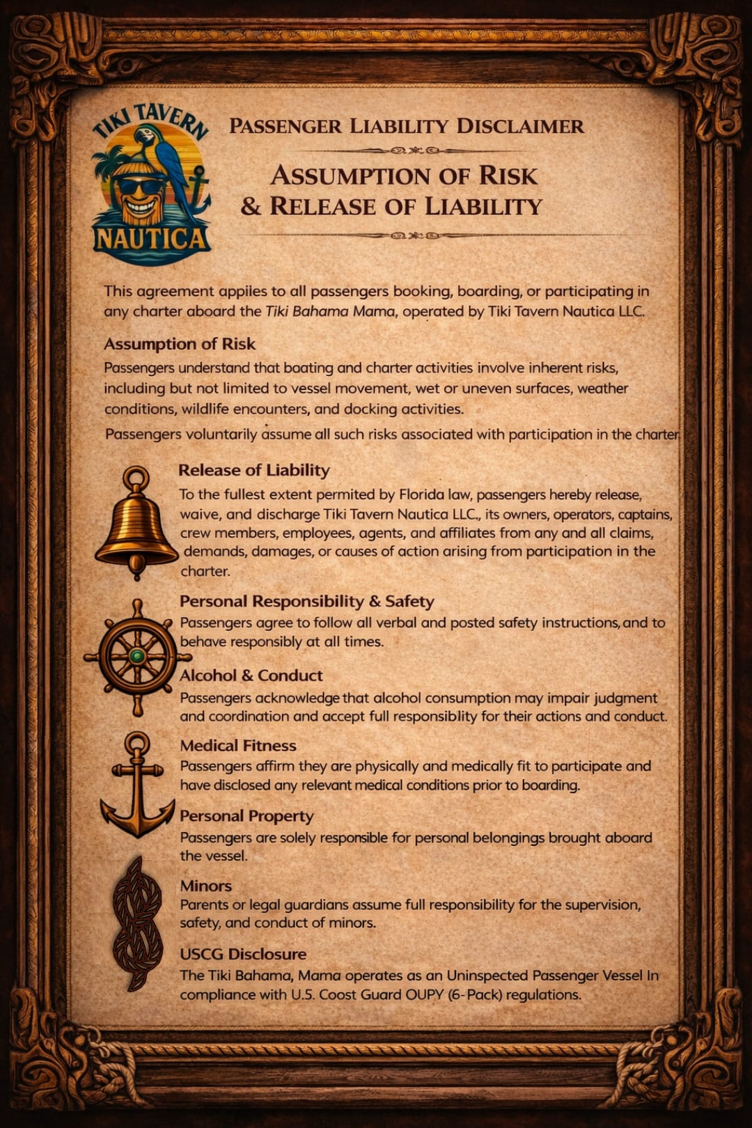 Passenger Liability Disclaimer